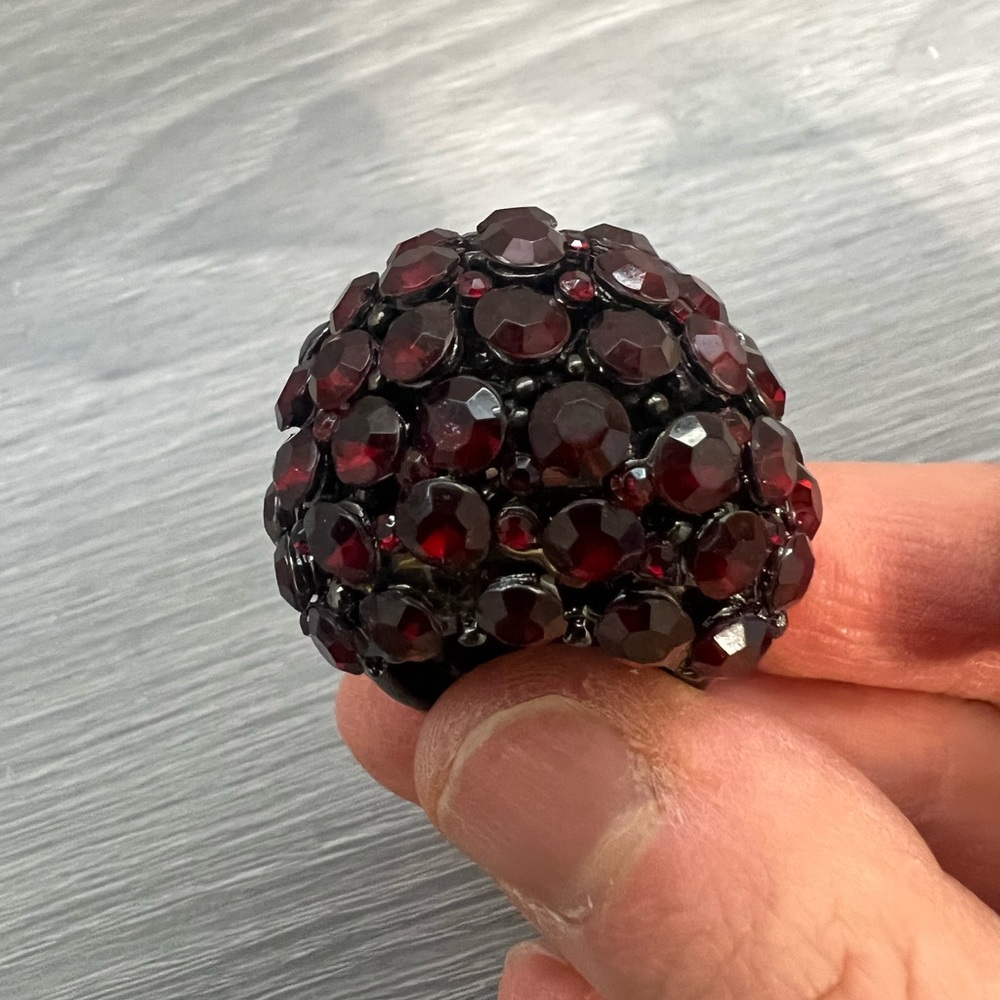 Nwot Large Silver Ring With Ruby Colored Gemstone… - image 2